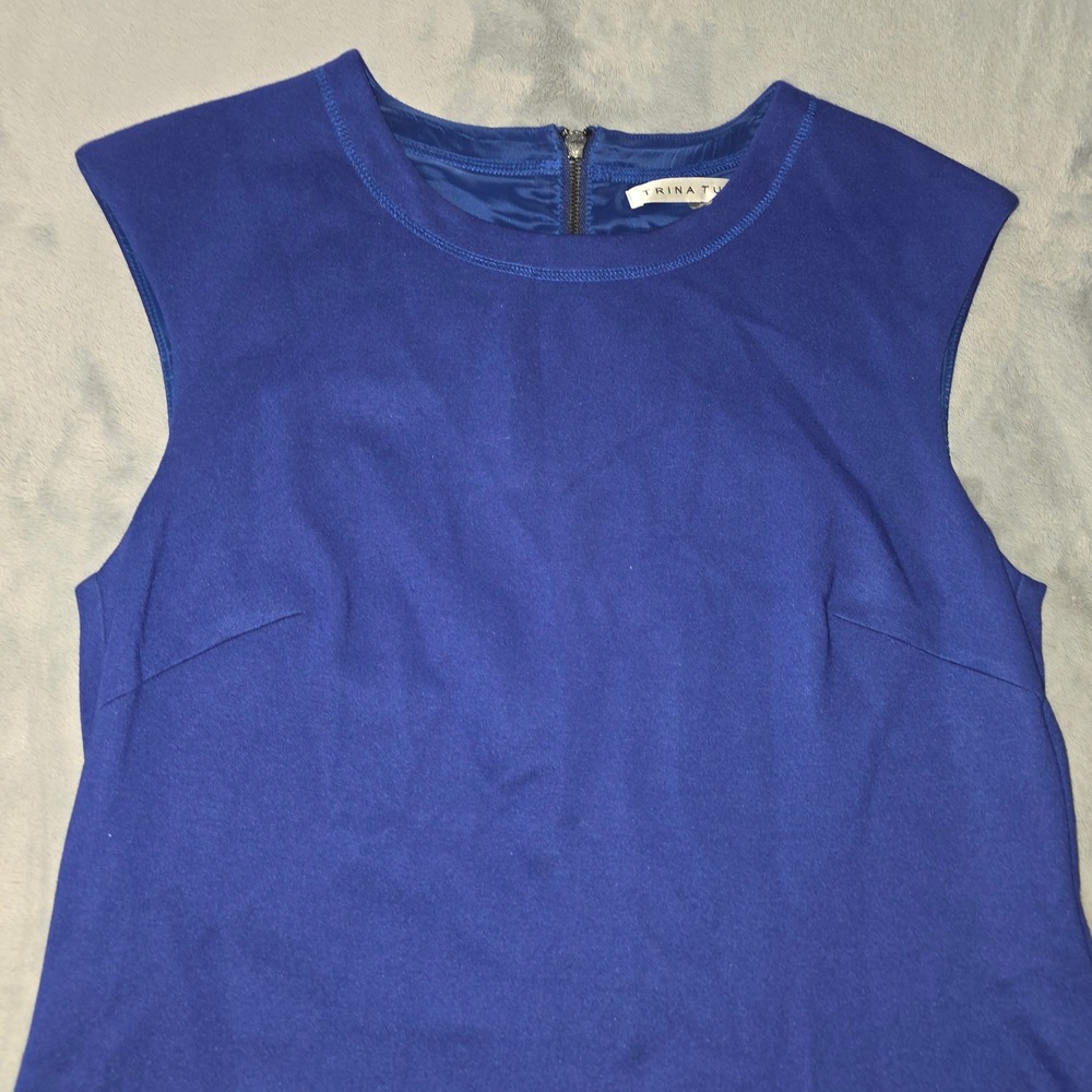 Trina Turk Royal Blue Sleeveless Shift Dress Exposed Back Zip Size 10
